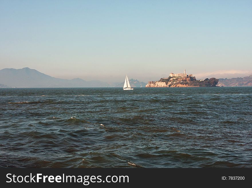 View from pier 39 looking at Alcatraz Island