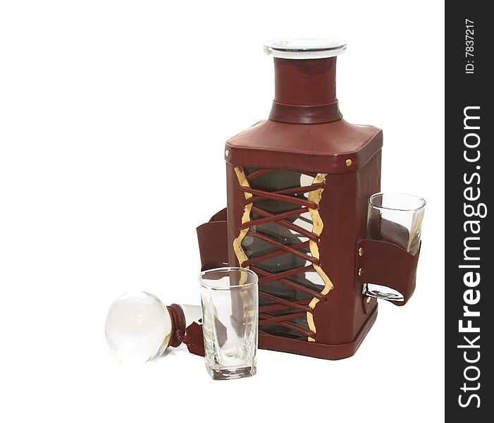 Decanter For Whiskey, Brandy In Hand-made Leather