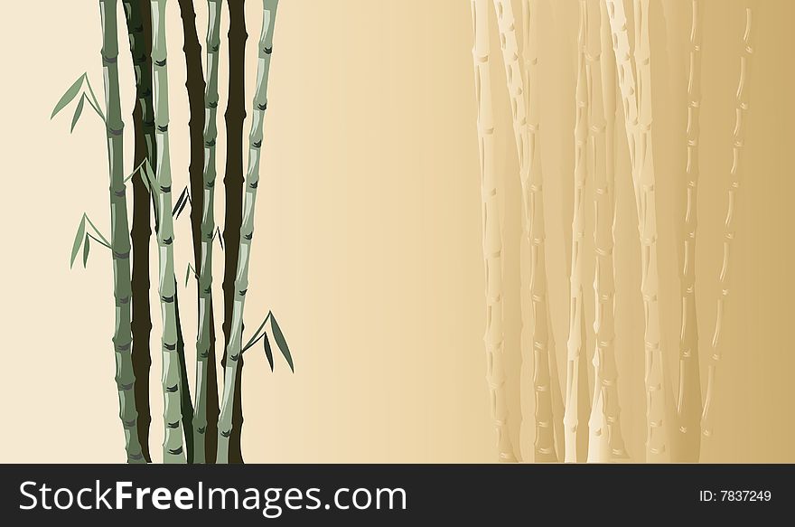 Bamboo on yellow background for a letter or to write your own text. Bamboo on yellow background for a letter or to write your own text