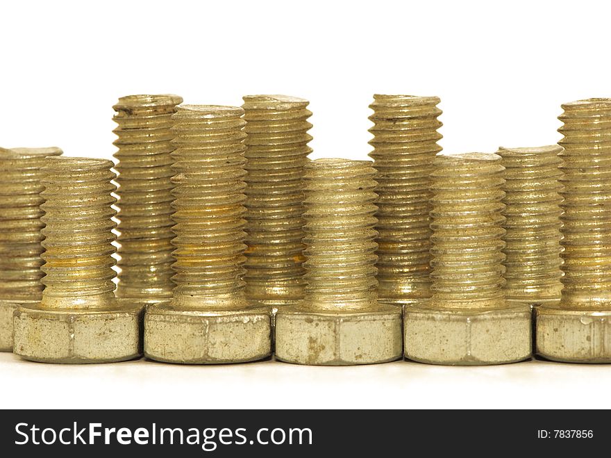 Golden nuts on white background