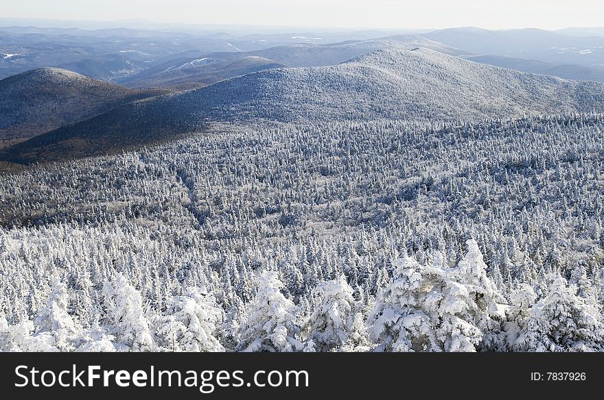 Panoramic view of winter in the mountains. Panoramic view of winter in the mountains