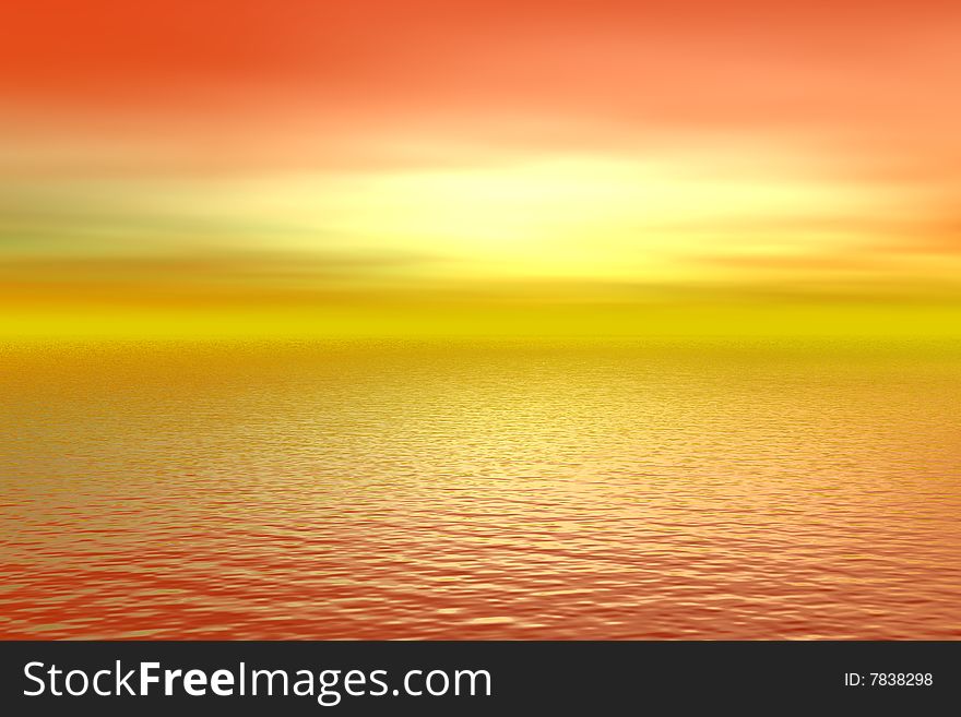 Golden Sunset and red sea