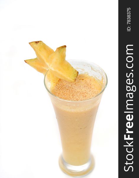 Starfruit juice on white background