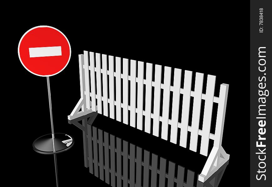 Traffic fence with sign stop