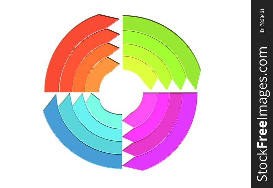 Colorful cycle diagram concentric shiny on white. Colorful cycle diagram concentric shiny on white