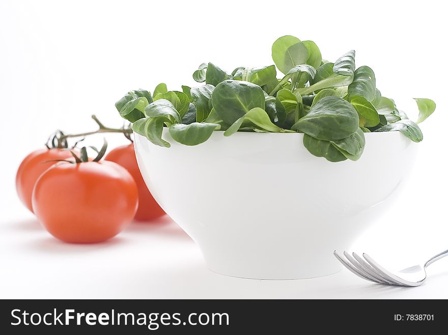 Fresh natural salad bowl tomato lettuce onion