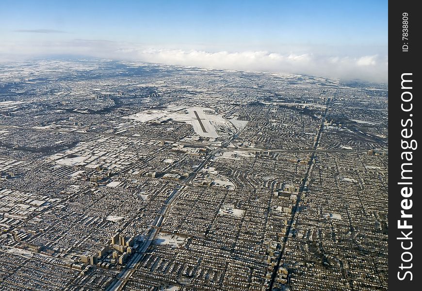 Aerial view of the northern end of Toronto, Canada, in winter. Aerial view of the northern end of Toronto, Canada, in winter.