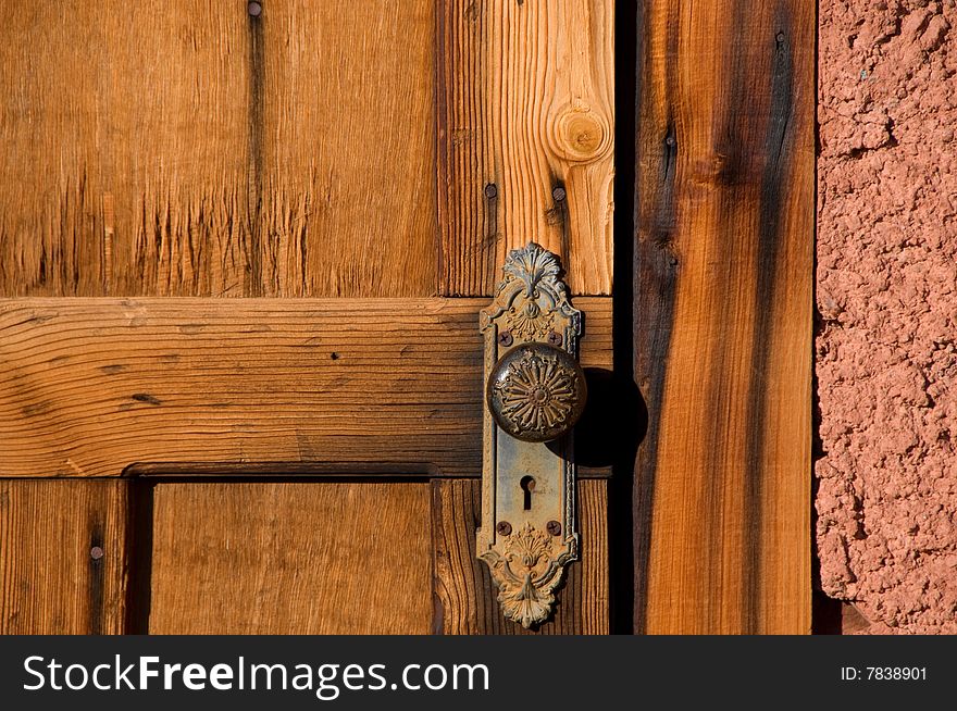 Close up of old wood door