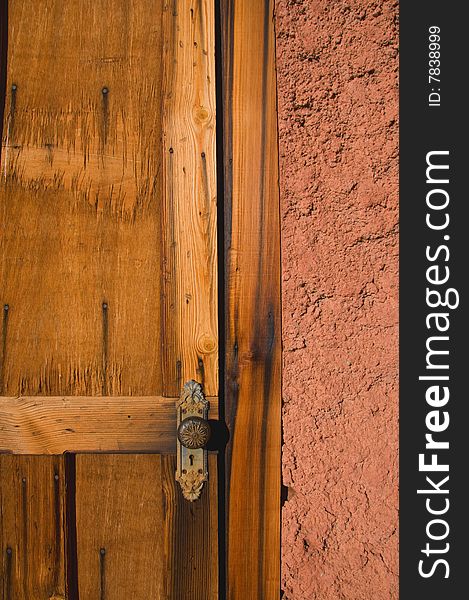 Close up of old wood door