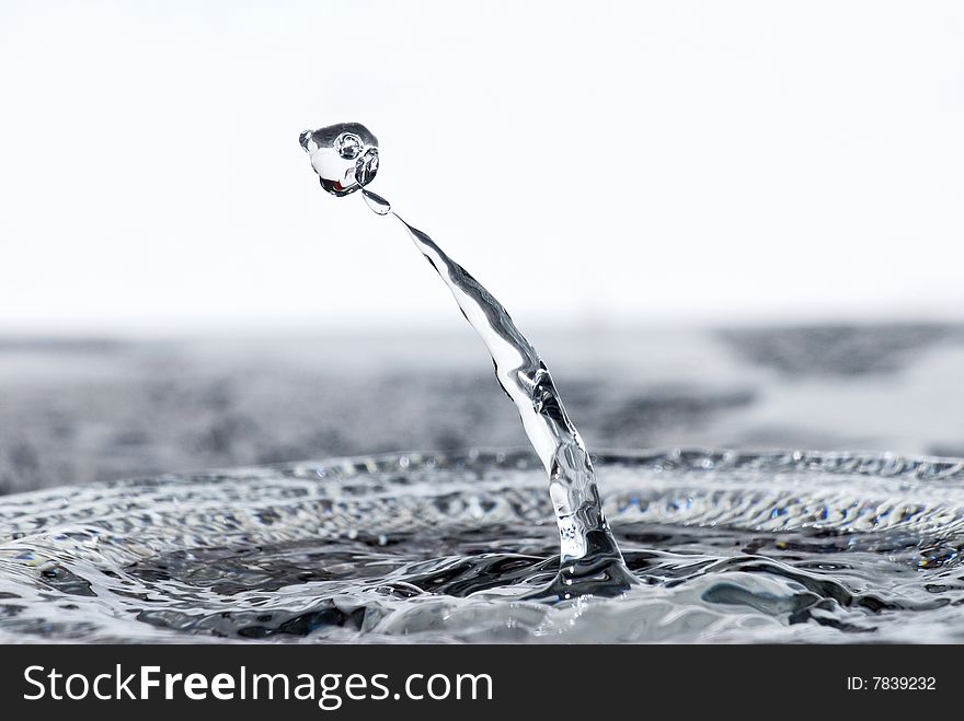 Clear water splash with drops