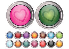 Colorful Heart Buttons Stock Photos