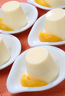 Yogurt Dessert With Peach Fruit Stock Photos