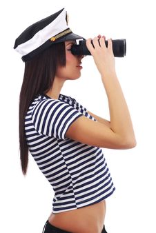 Girl Looking Through Binoculars Stock Photography Girl Looking Through Binoculars Stock Photography