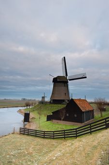 Windmill Landscape Royalty Free Stock Images