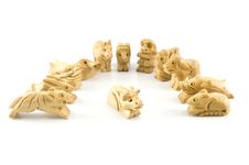 Cow(Woodcarving Chinese Sign) Stock Photos