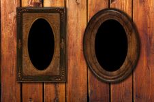 Two Wintage Photo-frames On Wooden Background Stock Photography