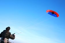 Red Blue Power Kite Stock Images