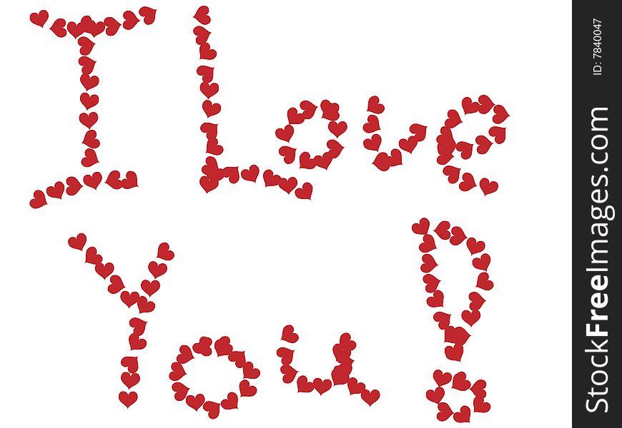 Text I Love You! write by small hearts. Text I Love You! write by small hearts