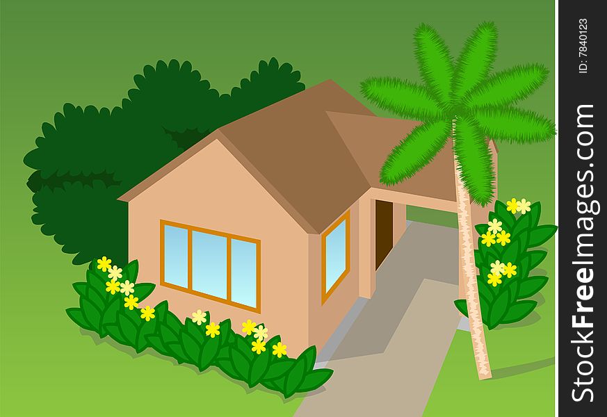 A simple house with trees