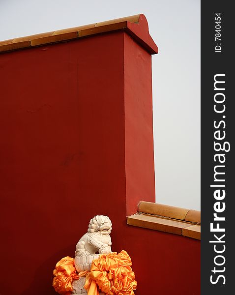 Red wall of Badachu Temple ,Beijing ,China