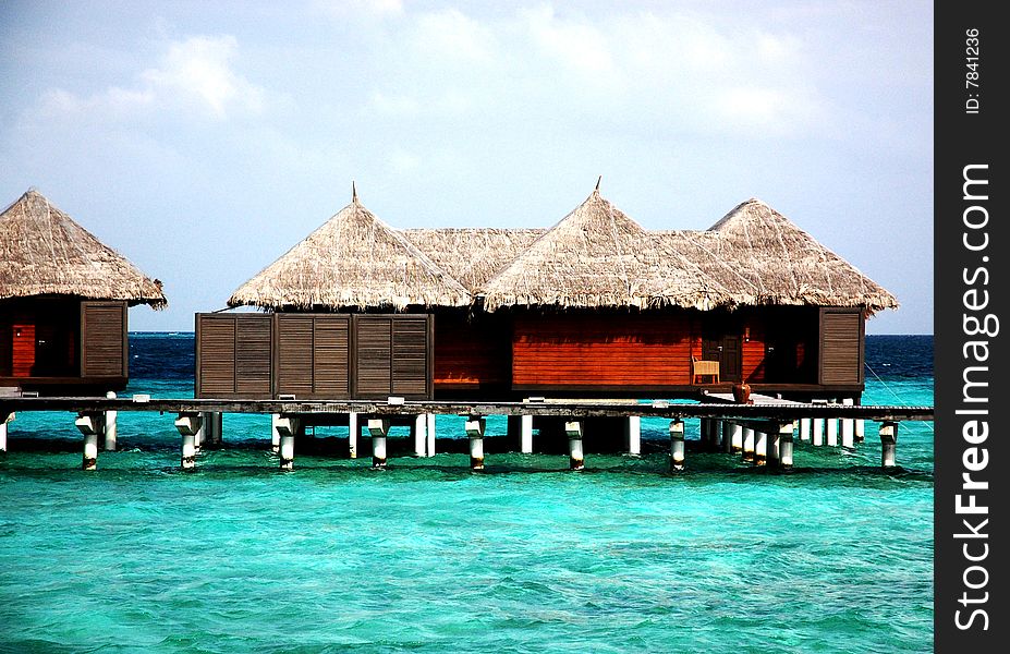 A water villa bunglores of Maldives resort. A water villa bunglores of Maldives resort