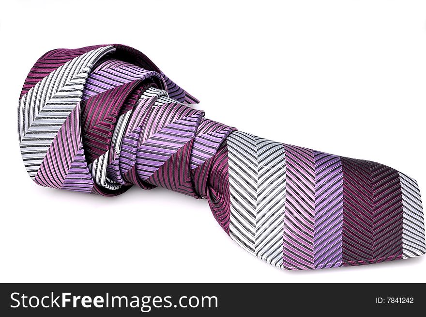 Striped tie isolated on white background
