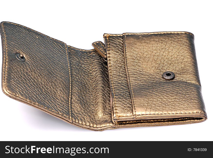Leather wallet isolated on white.