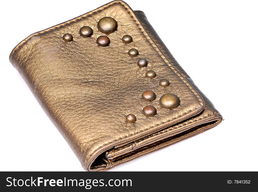 Leather wallet isolated on white.