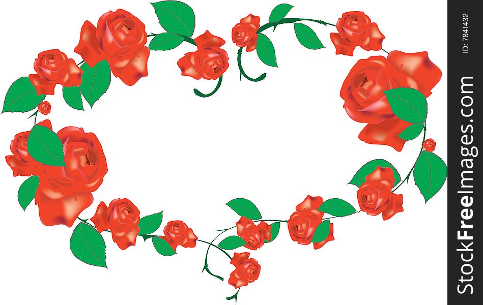 illustration of red roses with leafs