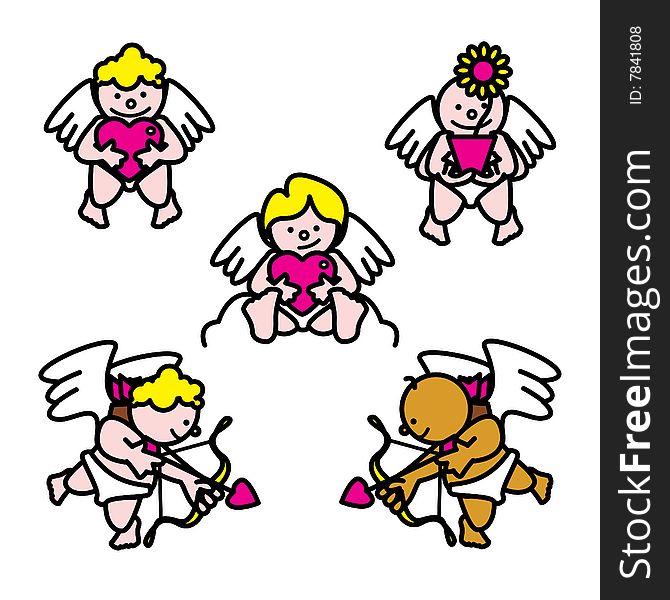 Stylized illustration of cute cupids. Stylized illustration of cute cupids