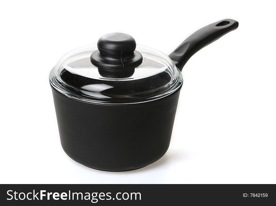 Ladle with a glass cover on a white background