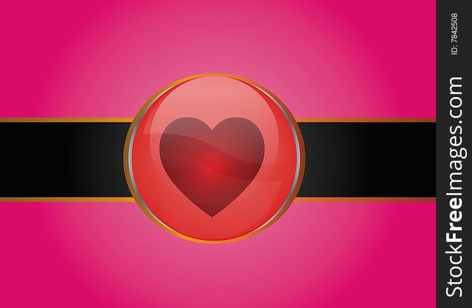 Heart illustration icon in abstract pink and black background. Heart illustration icon in abstract pink and black background