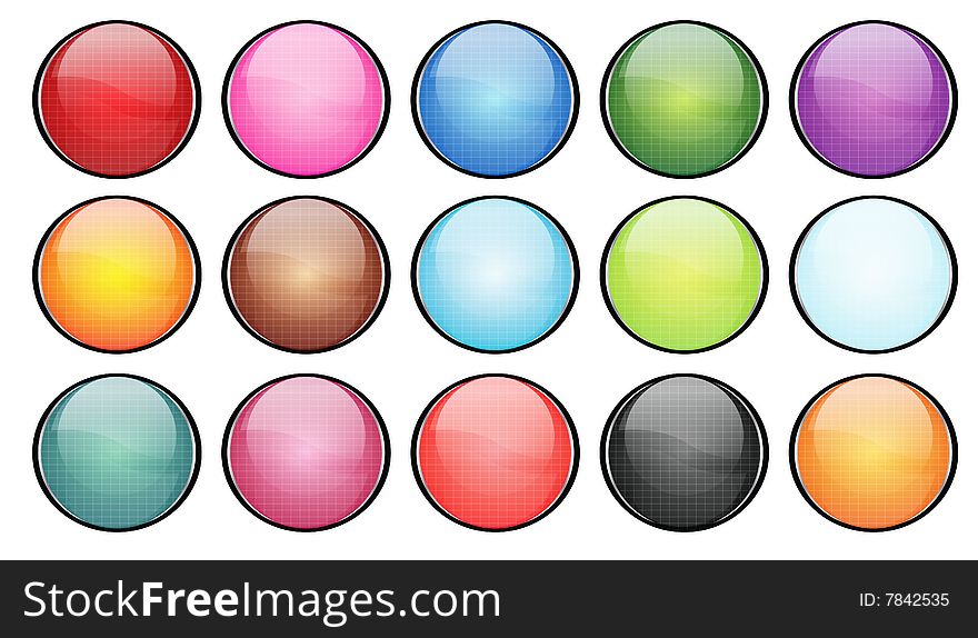 Color glassy buttons using to your web icons. Color glassy buttons using to your web icons