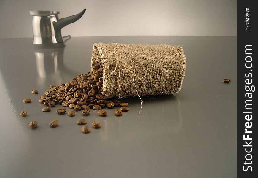 Sack and coffee beans