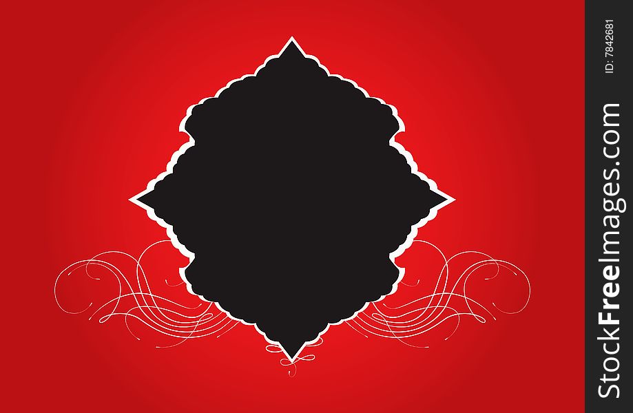 Ornamental black frame in red background. Ornamental black frame in red background