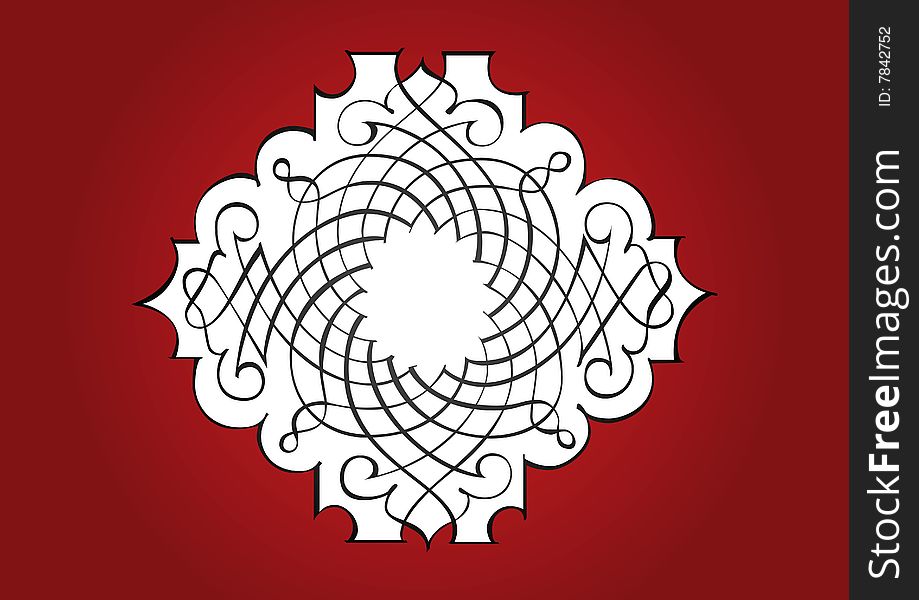 Ornamental frame in red background. Ornamental frame in red background