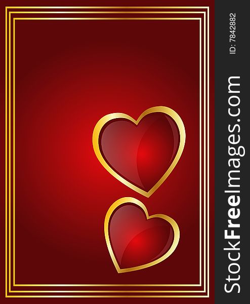 Hearts illustration in abstract red royal background. Hearts illustration in abstract red royal background