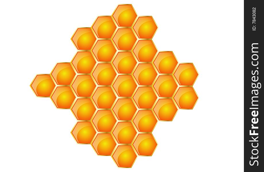 Isolated illustration of honeycomb cells