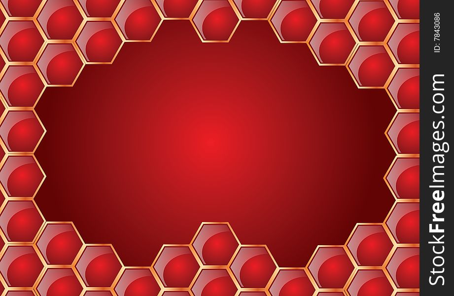 Royal red honeycomb frame illustration