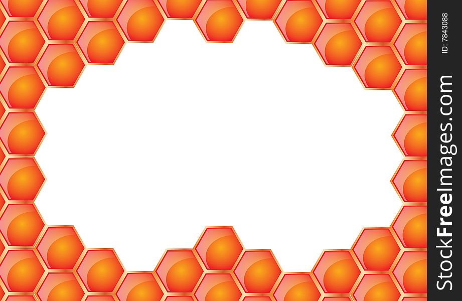 Honeycomb frame in white background