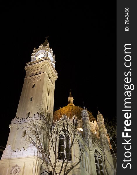 Tower church at night in madrid spain. Tower church at night in madrid spain