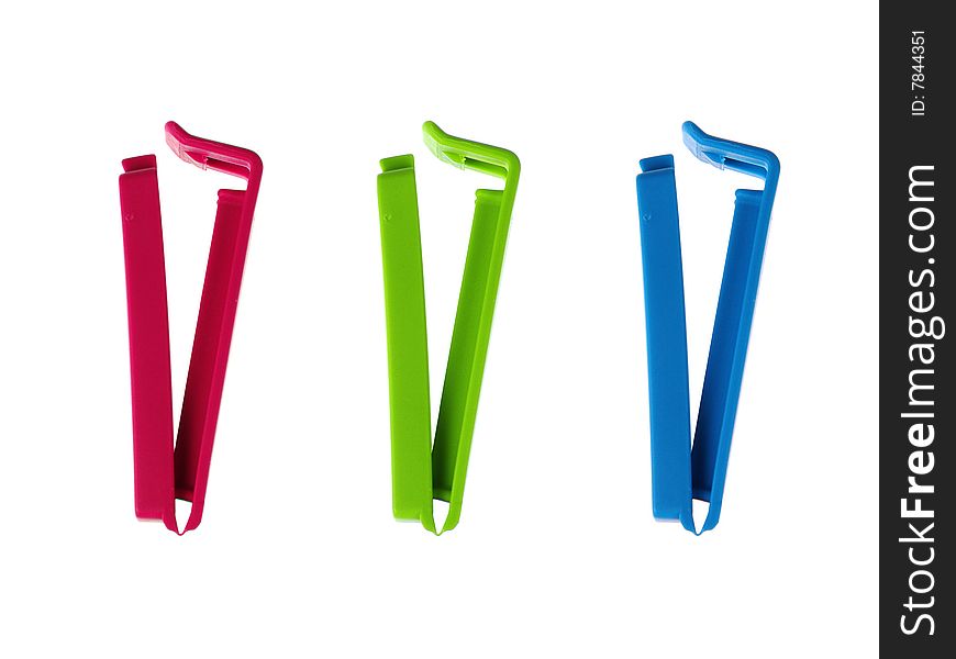 Clips for food Bags on white background