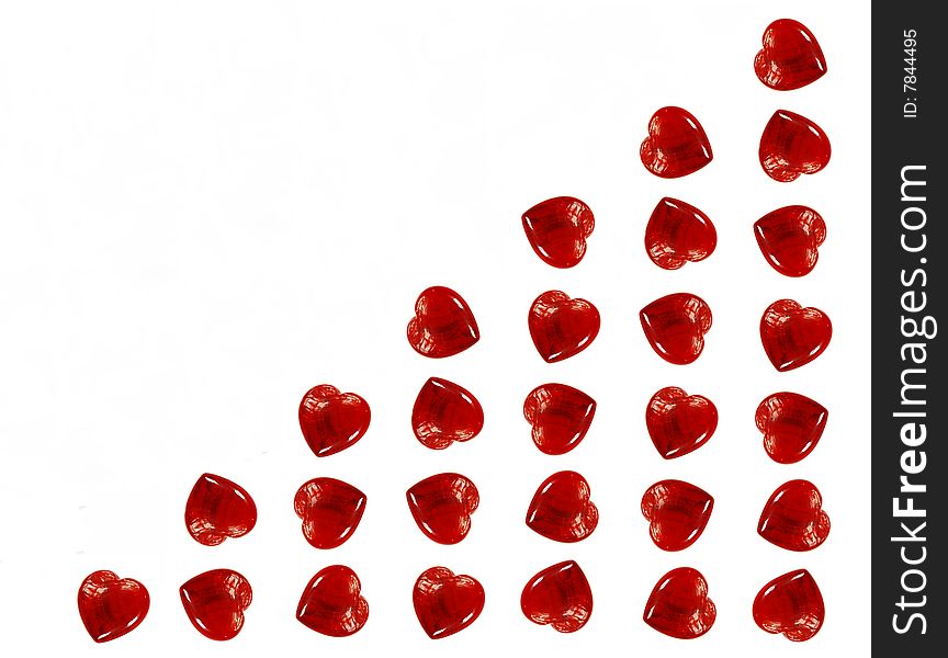 Large group of red hearts isolated over white background. Large group of red hearts isolated over white background