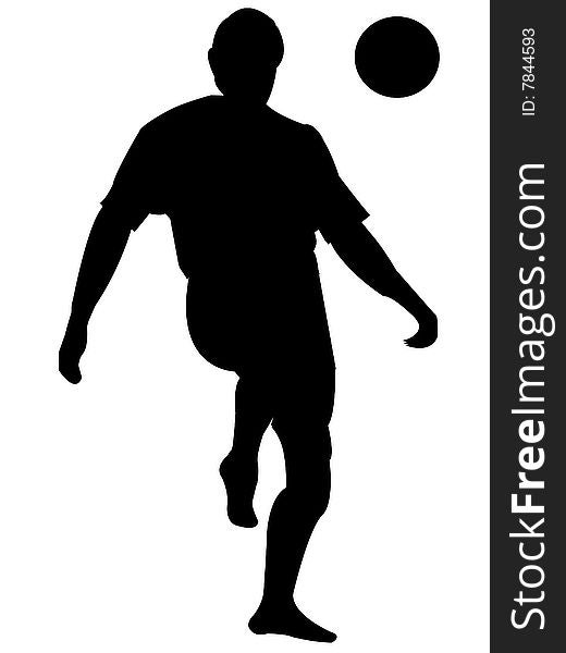 In a black man playing football  in a white background above. In a black man playing football  in a white background above