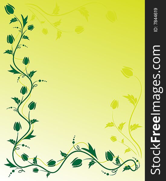 Green floral background with place for your text