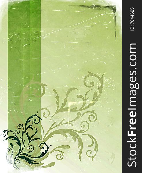 Green floral pattern in vintage stile