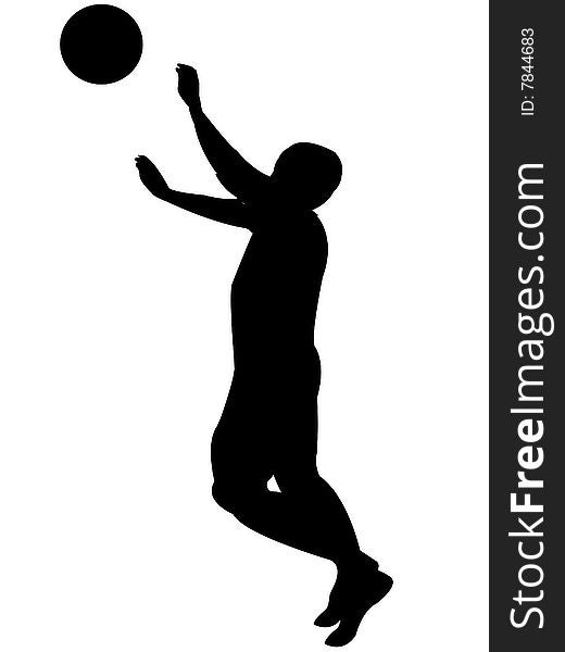 Illustration of a back man playing basketball in a white background above. Illustration of a back man playing basketball in a white background above