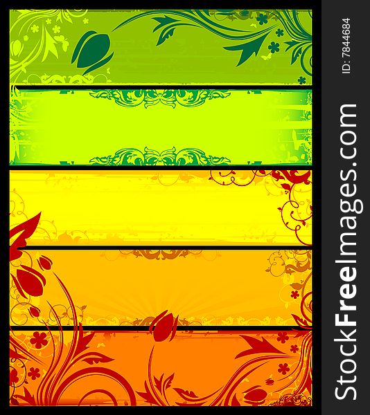 Green, yellow and red floral background