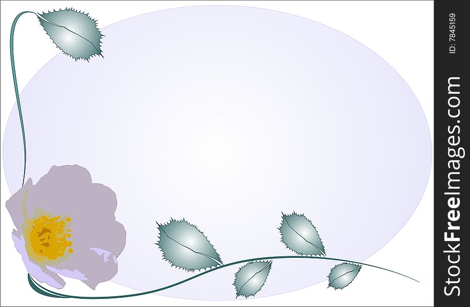 Retro style. Tender flower on a pale lilac oval. Retro style. Tender flower on a pale lilac oval.