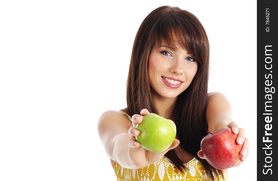 Beautiful girl holding apple